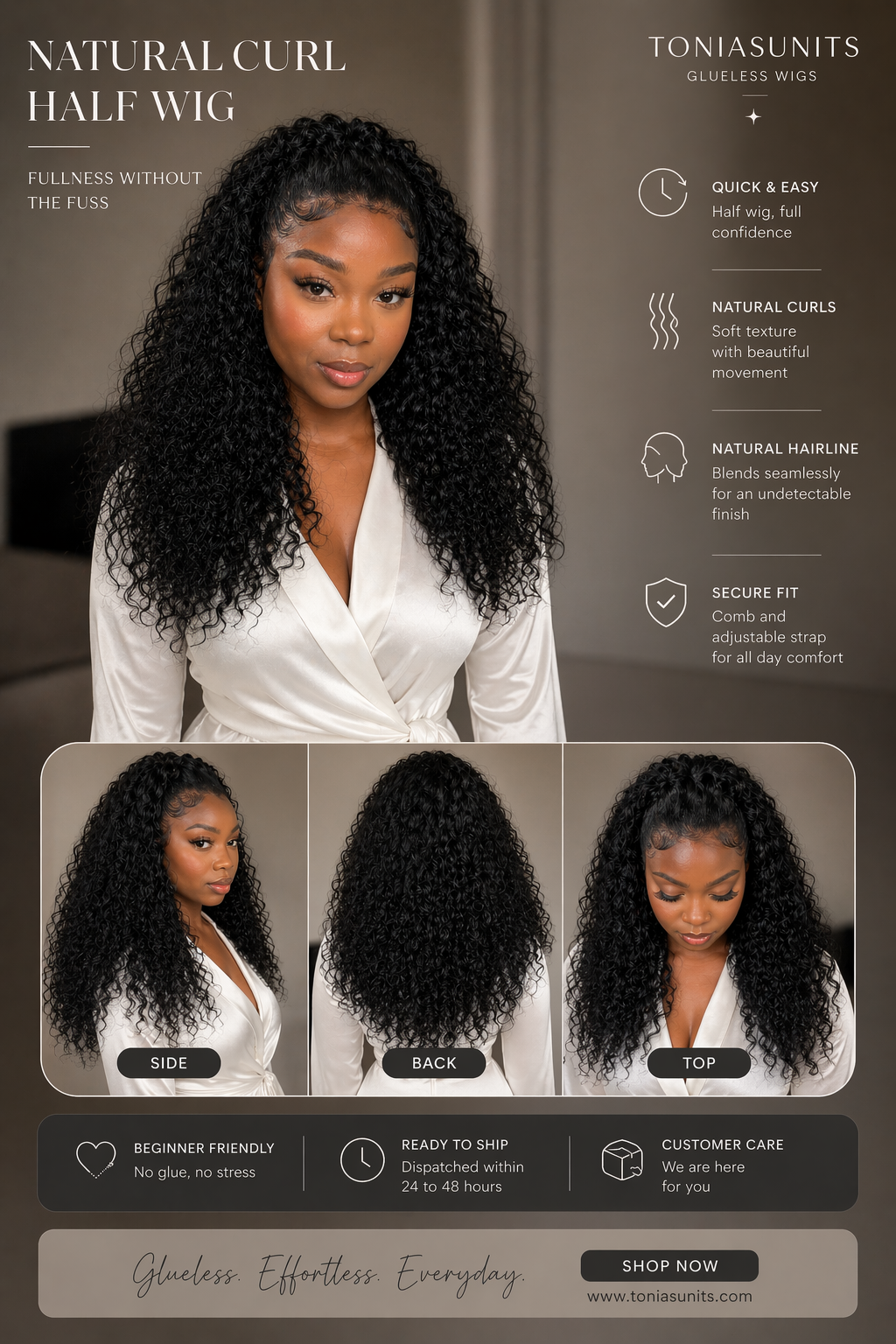 Sample Half/Flip Over Wig